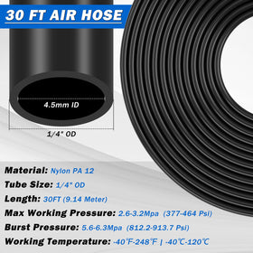 Taiidaues PA12 1/4 inch hose close-up showing flexible abrasion-resistant texture benefit
