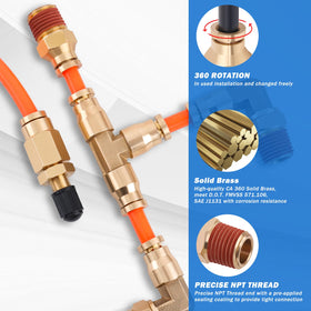 Taiidaues straight male connector close view showing DOT-grade threading durability