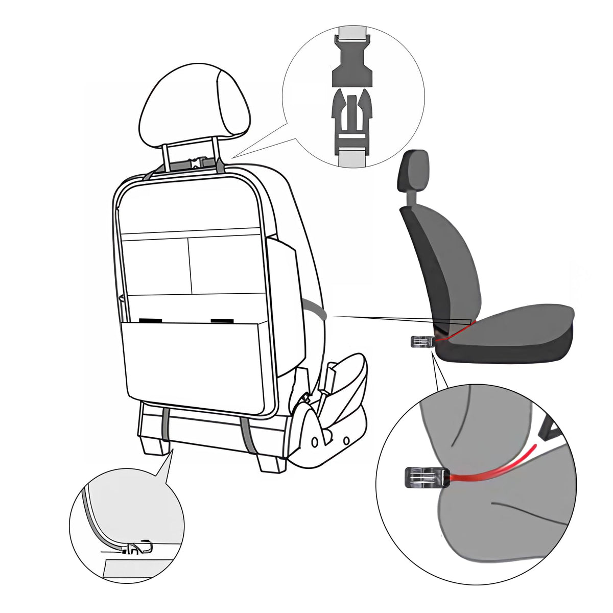 TAIKOO protector in family vehicle with kids illustrating tidy back seat