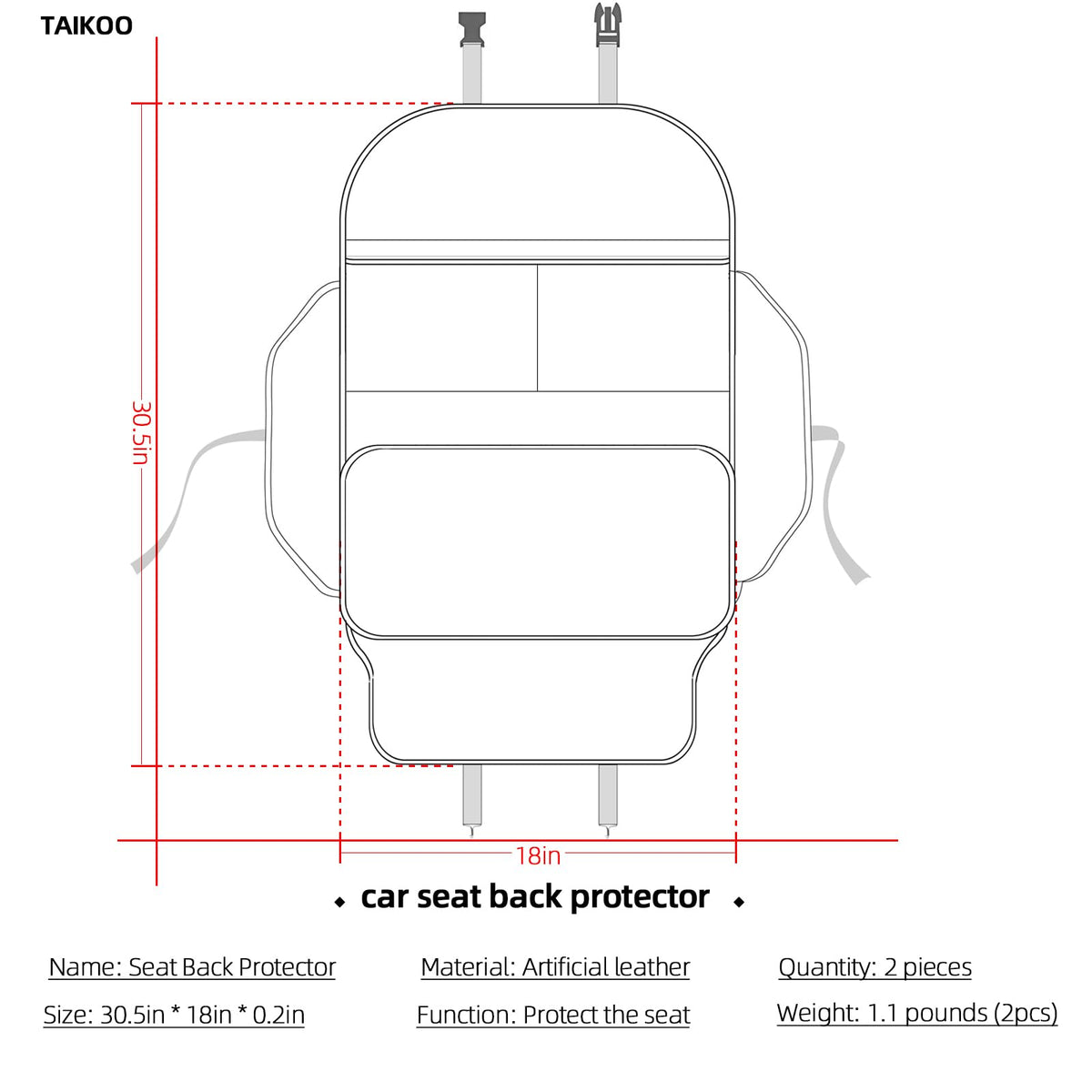 TAIKOO adjustable strap and buckle securing protector tightly to seat