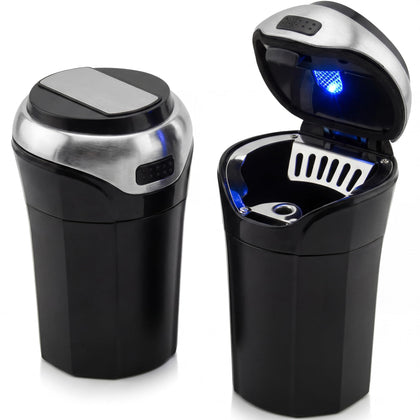TAKAVU front view silver ashtray showing compact clean design and convenience