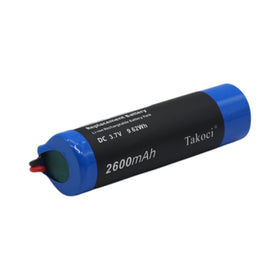 TAKOCI front view battery showing compact shape and 3.7V rating for easy replacement