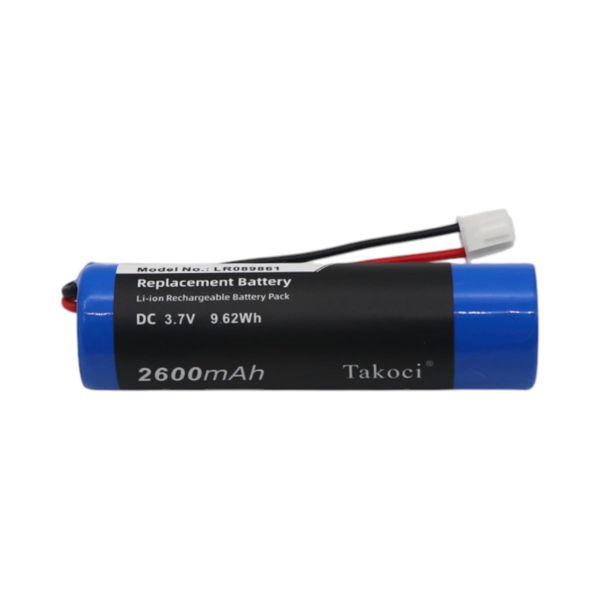 TAKOCI battery next to ruler showing 66 x 20.8 x 18.7mm size for accurate fit verification