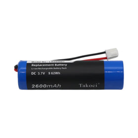 TAKOCI battery next to ruler showing 66 x 20.8 x 18.7mm size for accurate fit verification