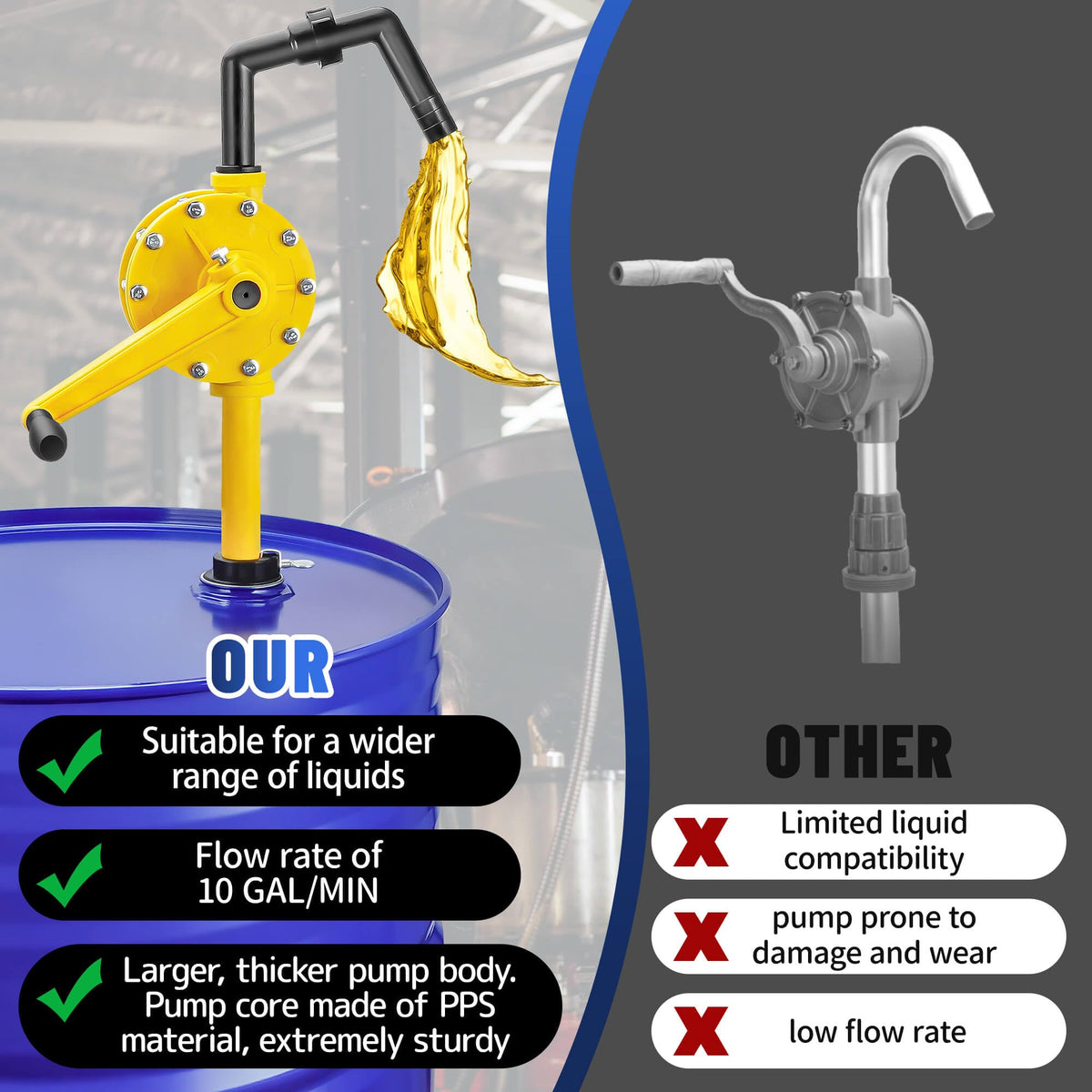 TALFIT pump in use transferring diesel with fast spill-reducing operation