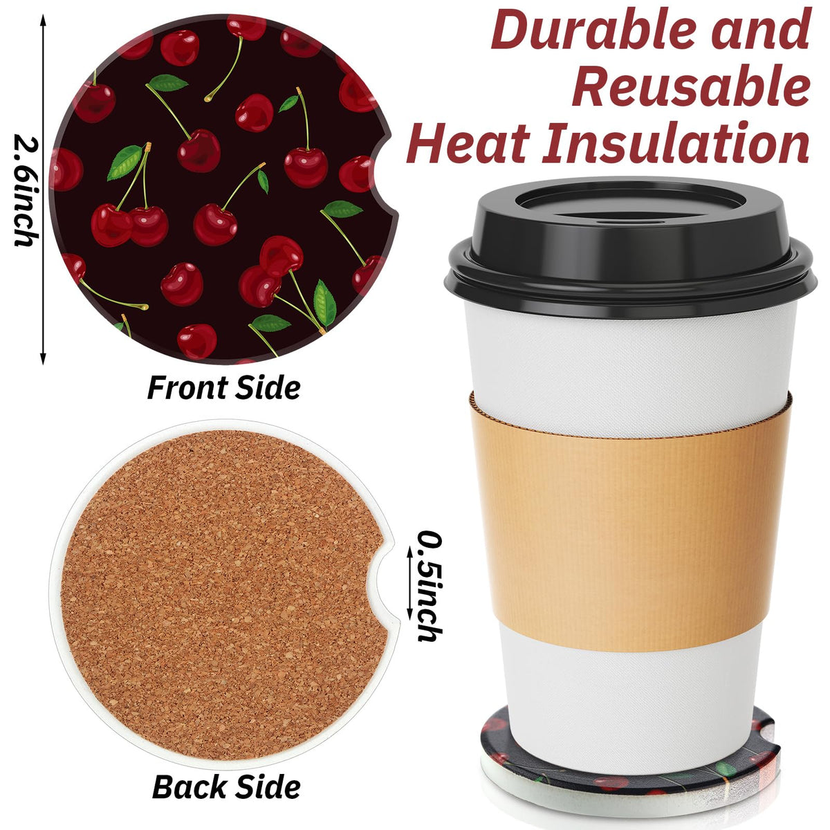 Tallew absorbent cup coasters with finger notch for easy removal and spill control