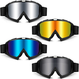 Tallew front view of four-pack goggles showing colors and fit benefit