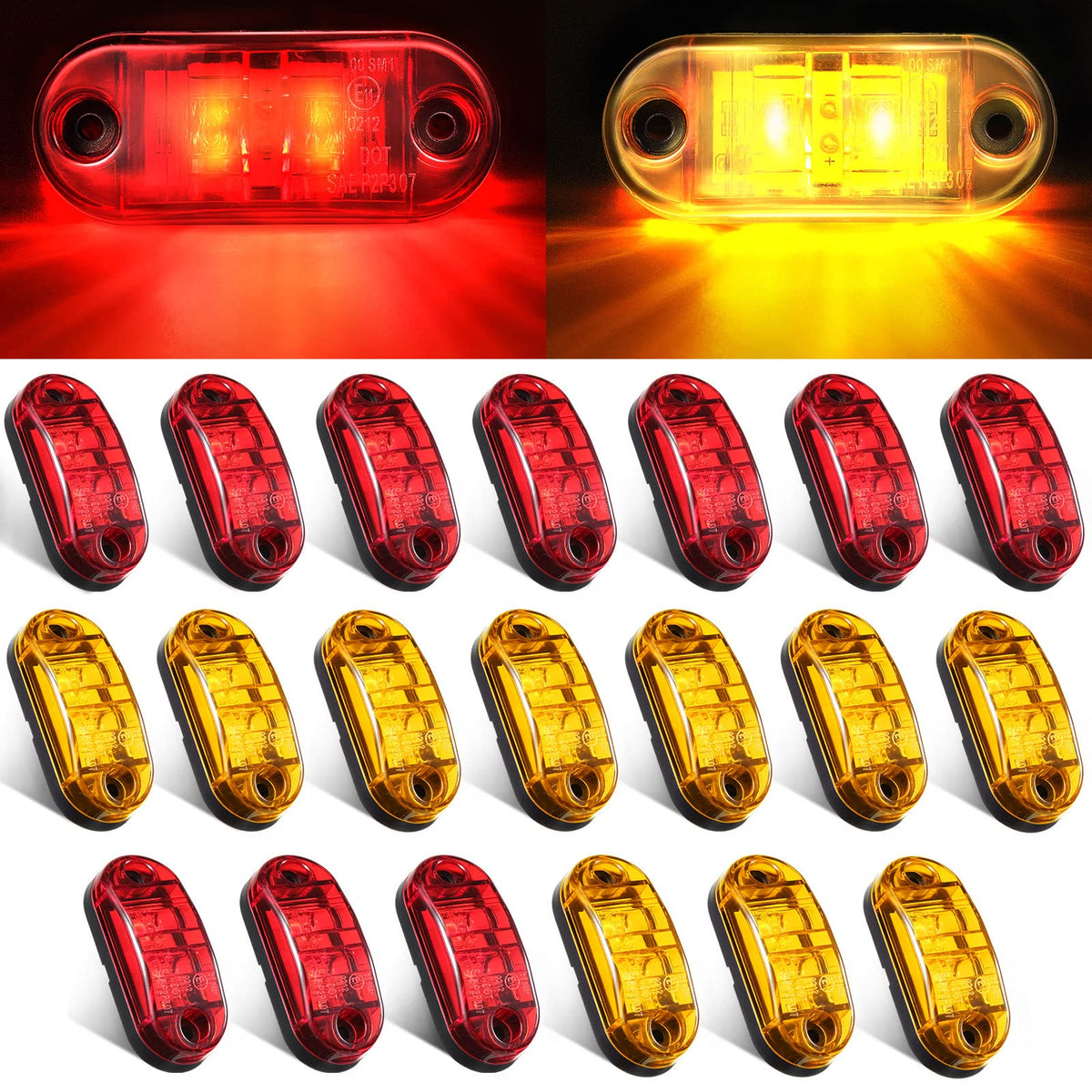 Tallew front view of 20-pack LED lights showing kit and screws for easy replacement
