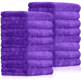 Tallew front packaging of 15 purple microfiber towels showing quantity benefit