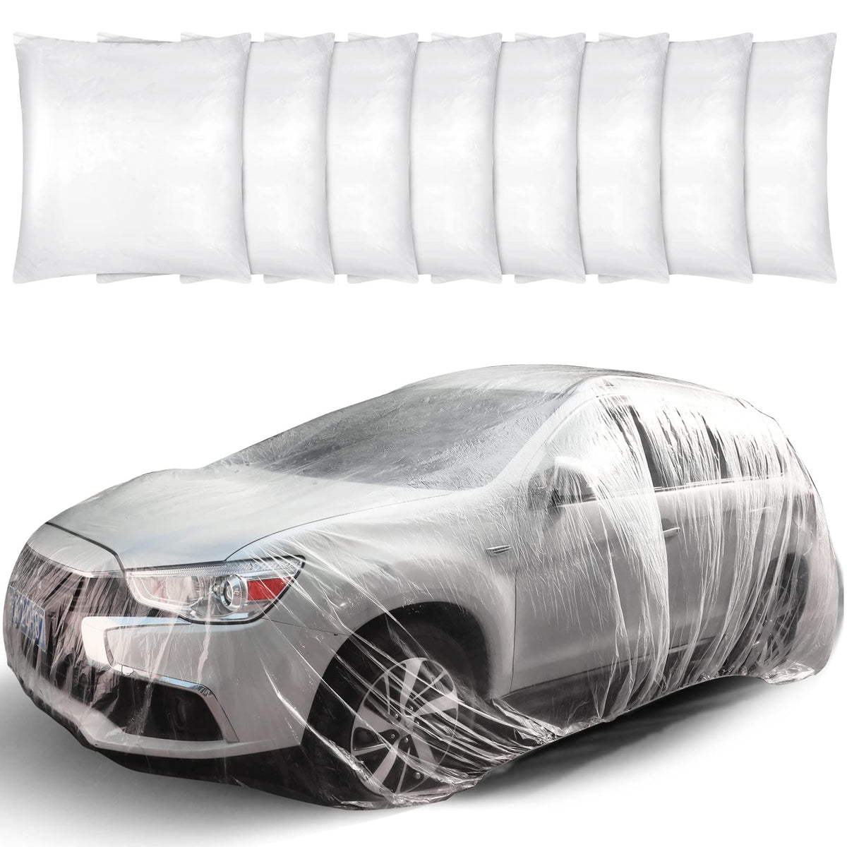 Tallew front packaging showing eight disposable car covers and product details for protection