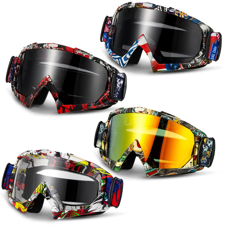 Tallew front view of four goggles pack showing coverage and value
