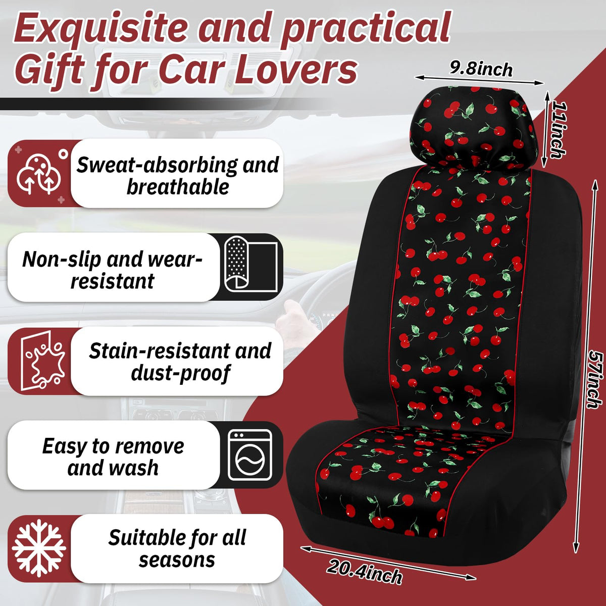 Tallew headrest cover close-up highlighting secure fit and clean protection benefit