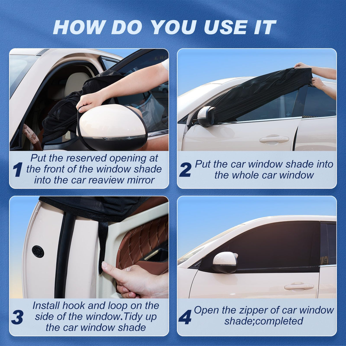 Tallew fitted on rear door creating privacy and sun protection