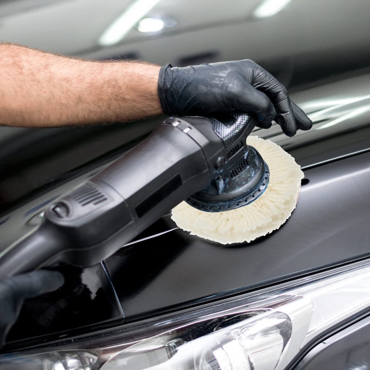 Tallew pad mounted on drill demonstrating easy attachment and polishing control