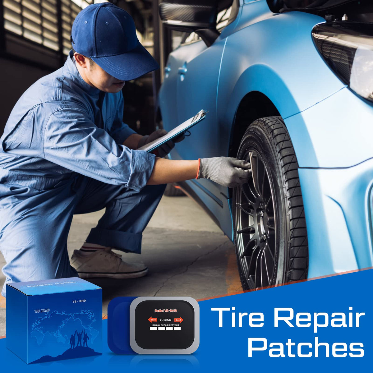 Tallew patch applied on tire in use providing reliable puncture sealing