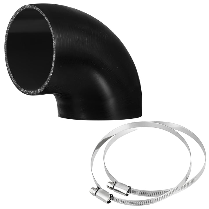 Tandefio front view of 4-inch 90° silicone elbow showing kit benefits