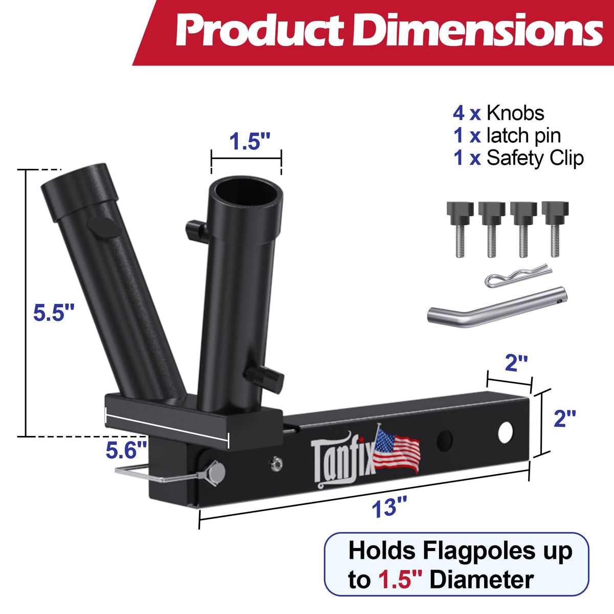 Tanfix close-up of dual hand knobs securing pole for fast tool-free tightening