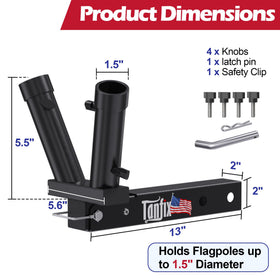 Tanfix close-up of dual hand knobs securing pole for fast tool-free tightening