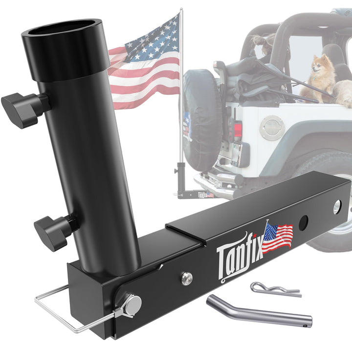 Tanfix front view of hitch mount showing durable fit and secure display