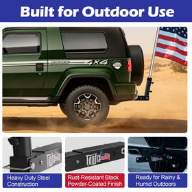 Tanfix mounted on truck demonstrating outdoor-ready flag display