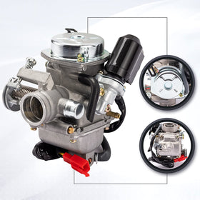 TANG carburetor mounted on scooter engine showing direct-fit installation benefit