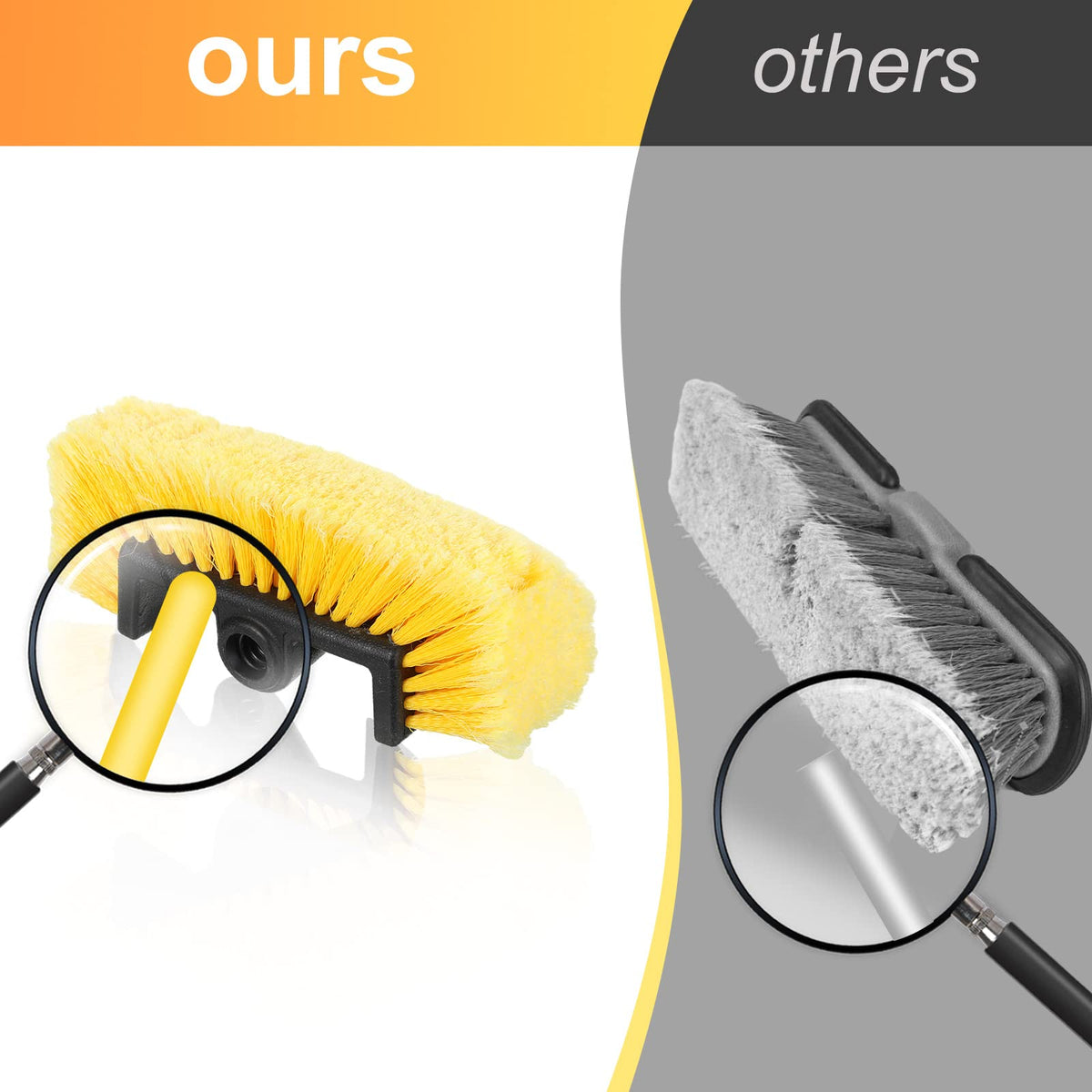 Tanlade brush washing an SUV exterior illustrating flow-through rinse and effective dirt removal