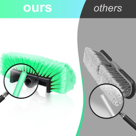 Tanlade brush with water flowing through bristles demonstrating faster rinsing benefit