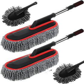 Tanlade front packaging showing four microfiber dusters and extendable handle for versatile cleaning