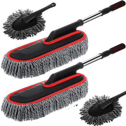 Tanlade front packaging showing four microfiber dusters and extendable handle for versatile cleaning