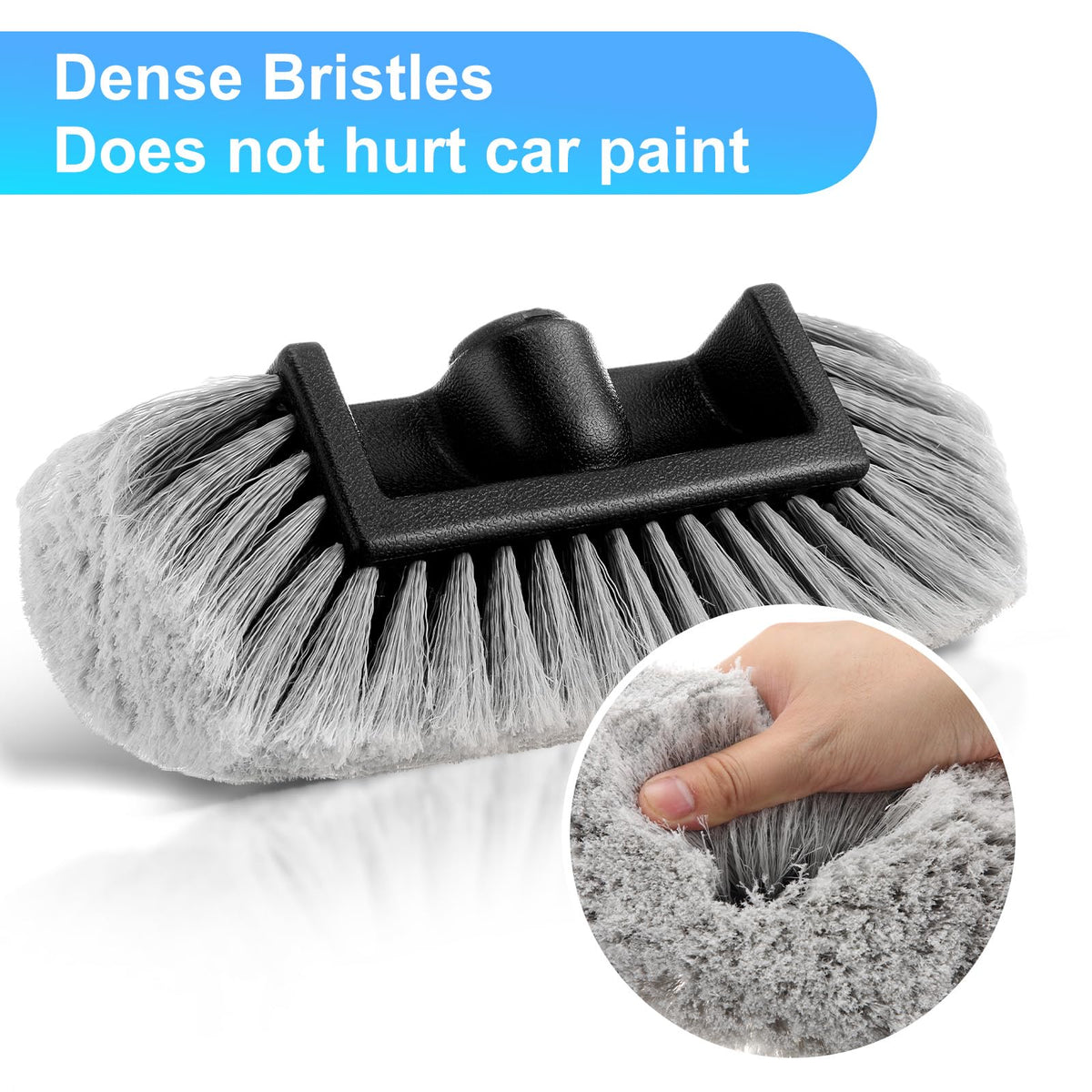 Tanlade brush head in use on SUV door providing fast, broad-area washing