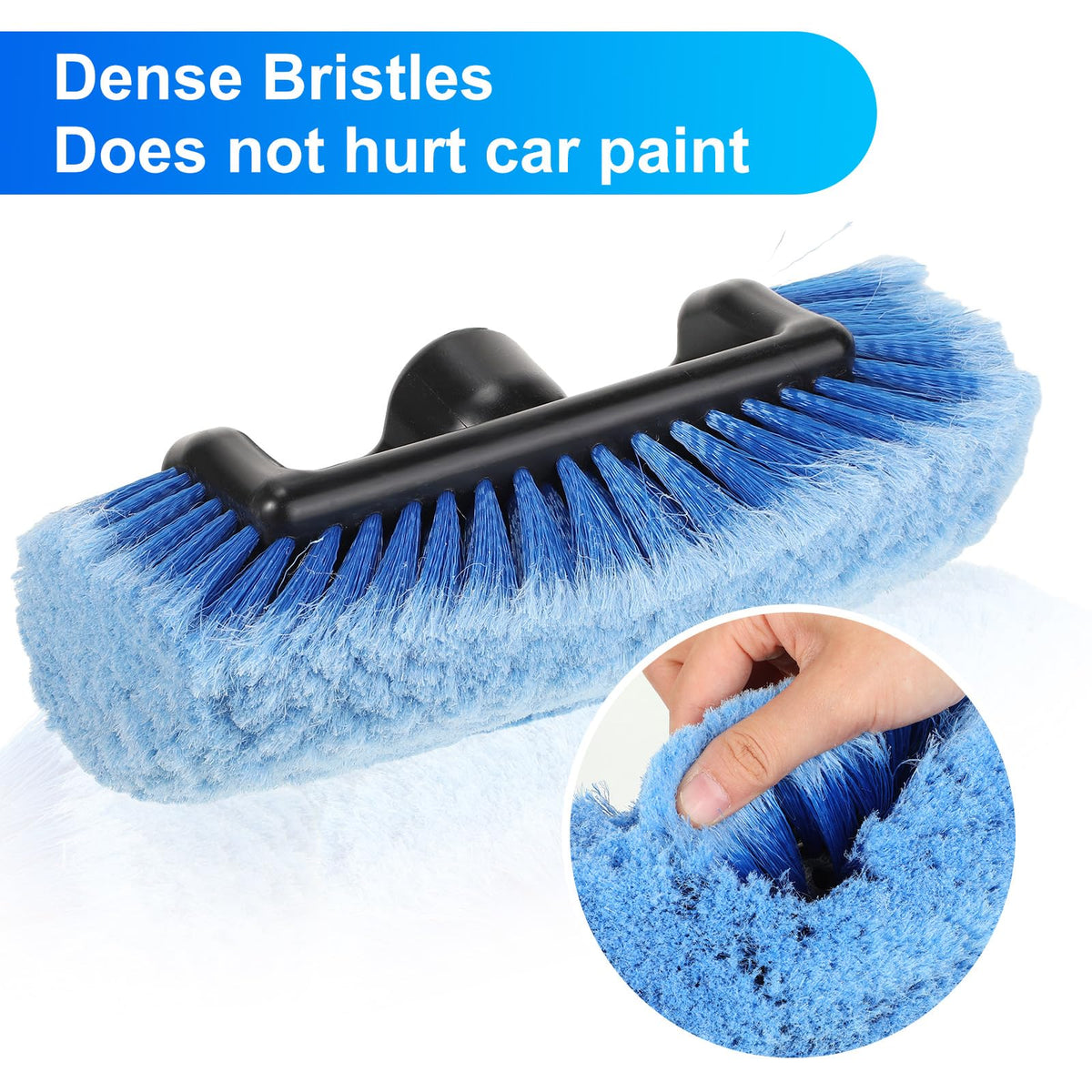 Tanlade brush with water flowing through bristles showing rinsing benefit