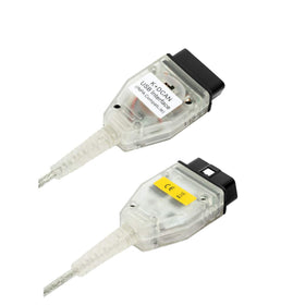 Taotao cable plugged into BMW OBD port demonstrating in-car diagnostics benefit