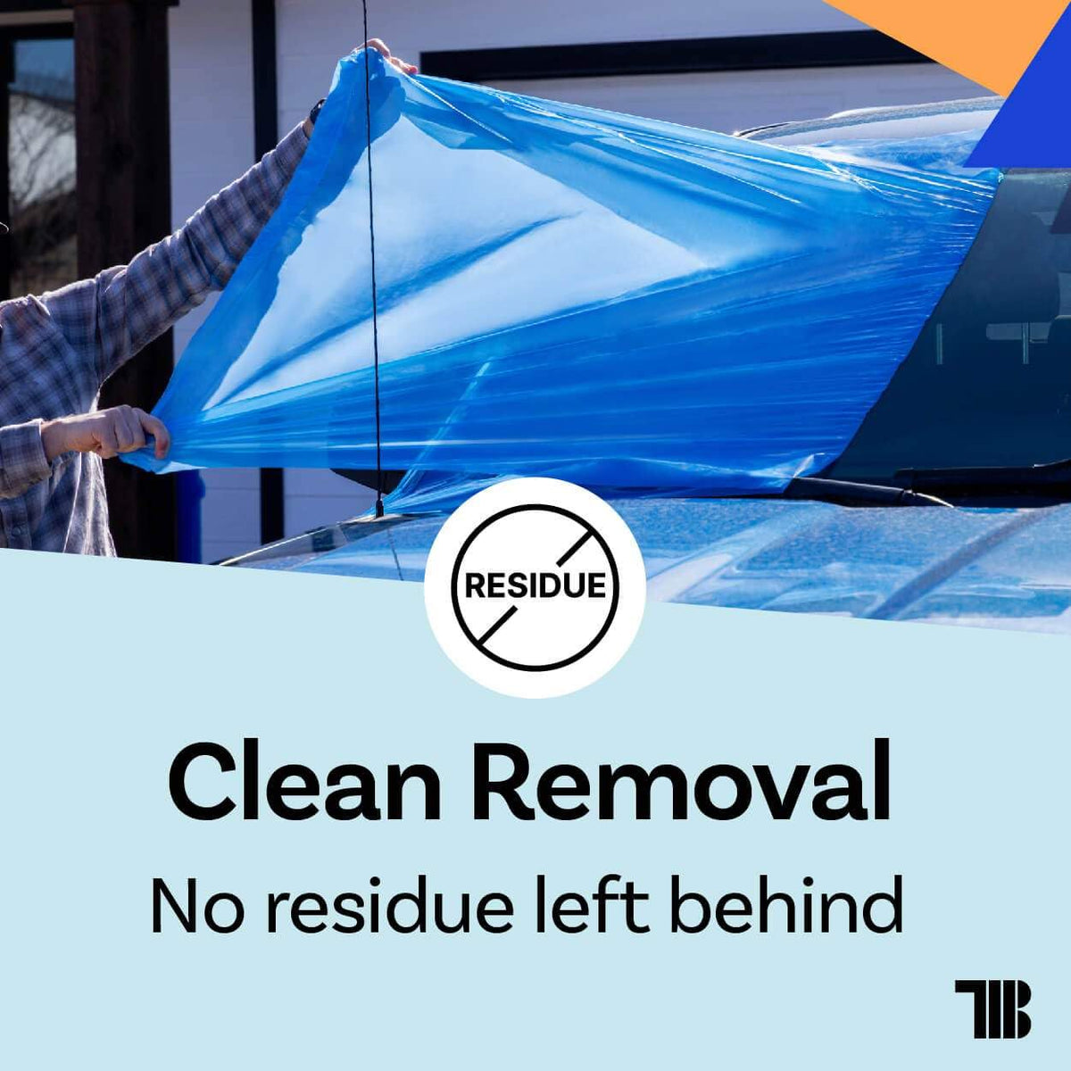 TapeManBlue adhesive edge detail demonstrating clean removal benefit