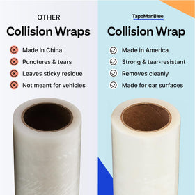 TapeManBlue applied to a broken car window providing weather protection