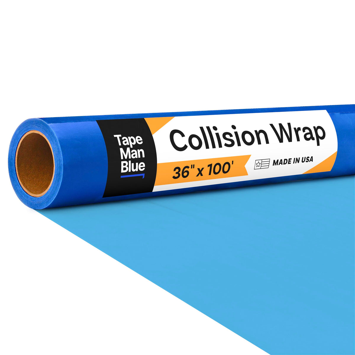 TapeManBlue roll front view showing size and blue coverage benefit
