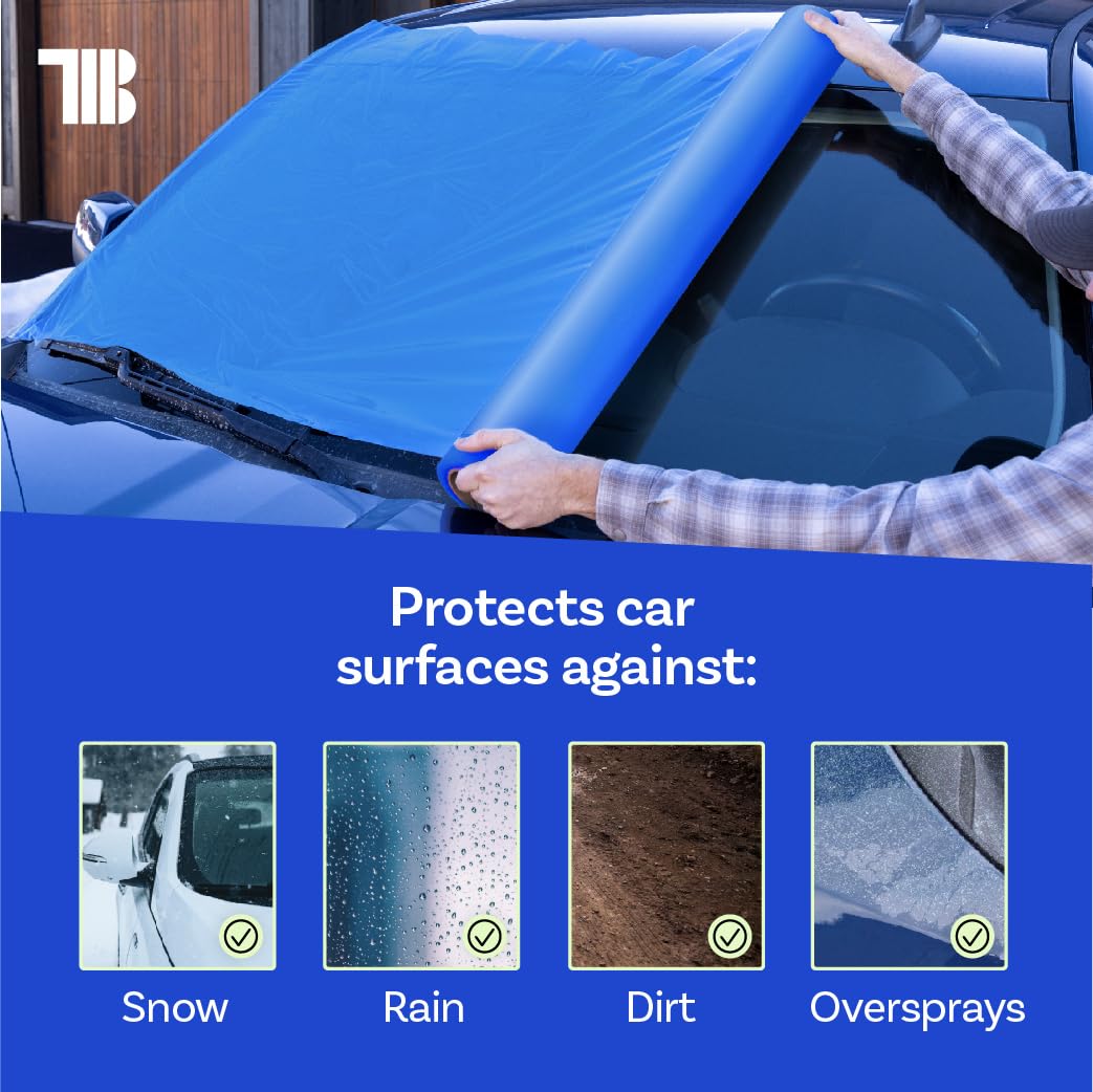 TapeManBlue roll held by hand showing 36-inch width for fast coverage