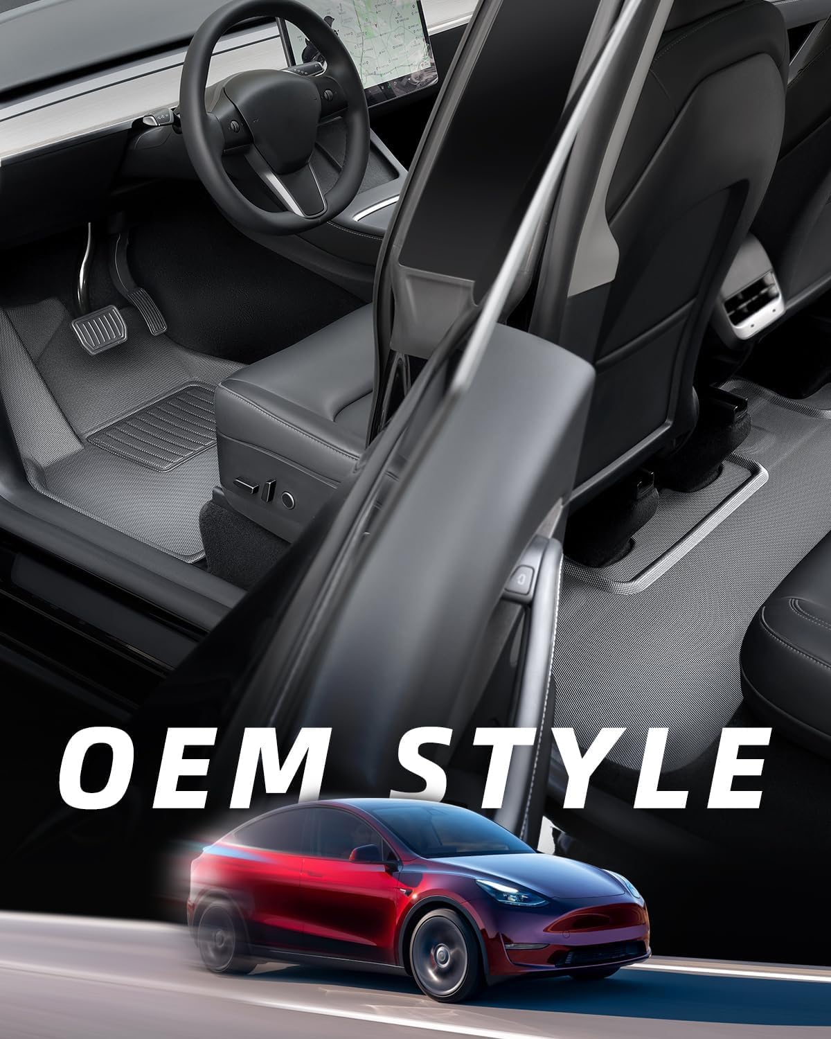 TAPTES single-piece rear mat spanning backseat floor for full coverage