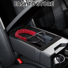 TaShow cable lock in parking lot lifestyle scene for visible deterrence