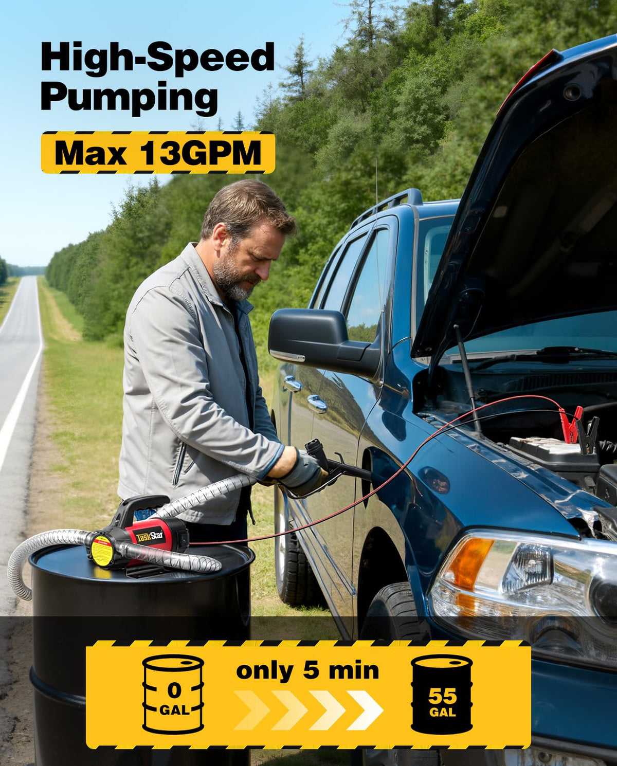 TaskStar adjustable fuel nozzle detail demonstrating controlled flow and safety