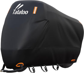 TATATOO front view on parked motorcycle showing full coverage and protection