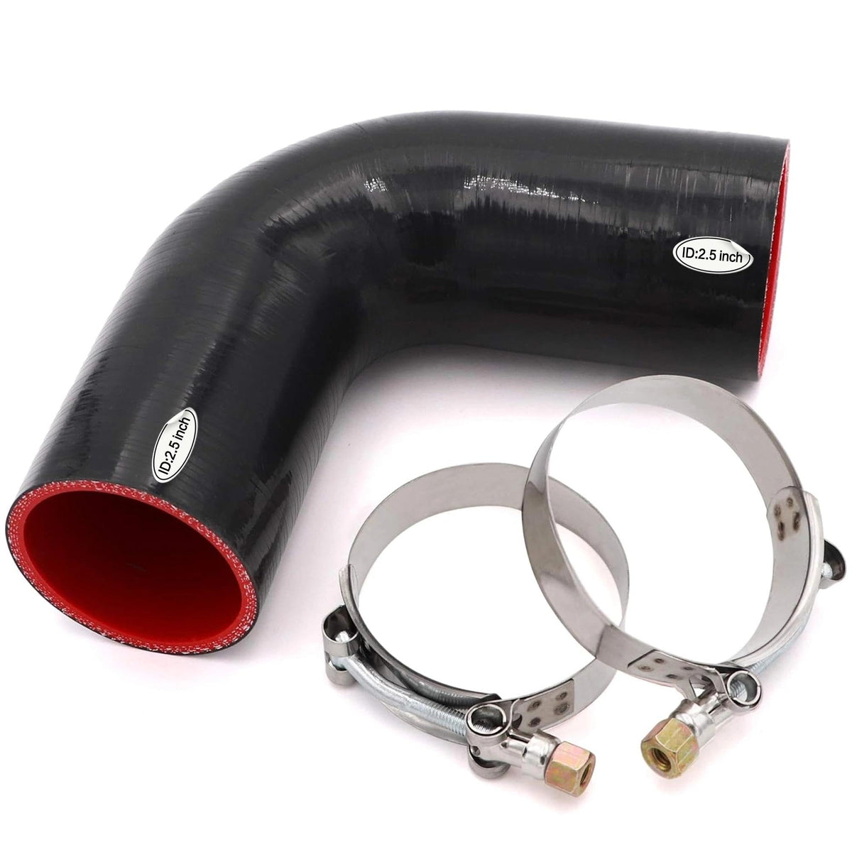 Taukealugs front view of 90° silicone elbow showing fit and finish benefit