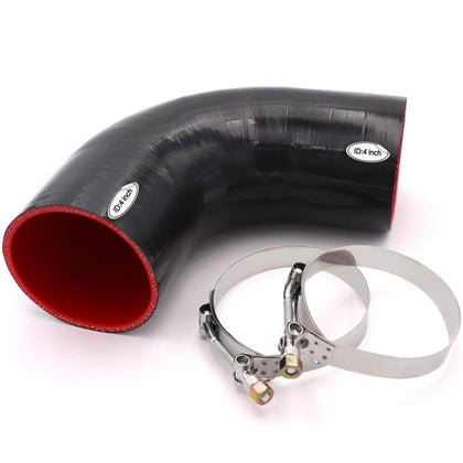 Taukealugs front view of 4-inch 90° elbow showing shape and fit advantage
