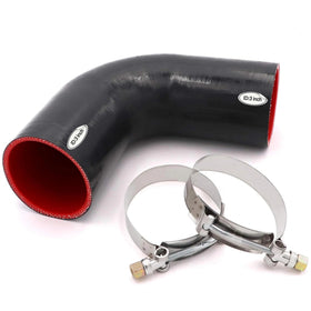 Taukealugs front view of 90-degree silicone elbow coupler showing profile and ports, durable connection