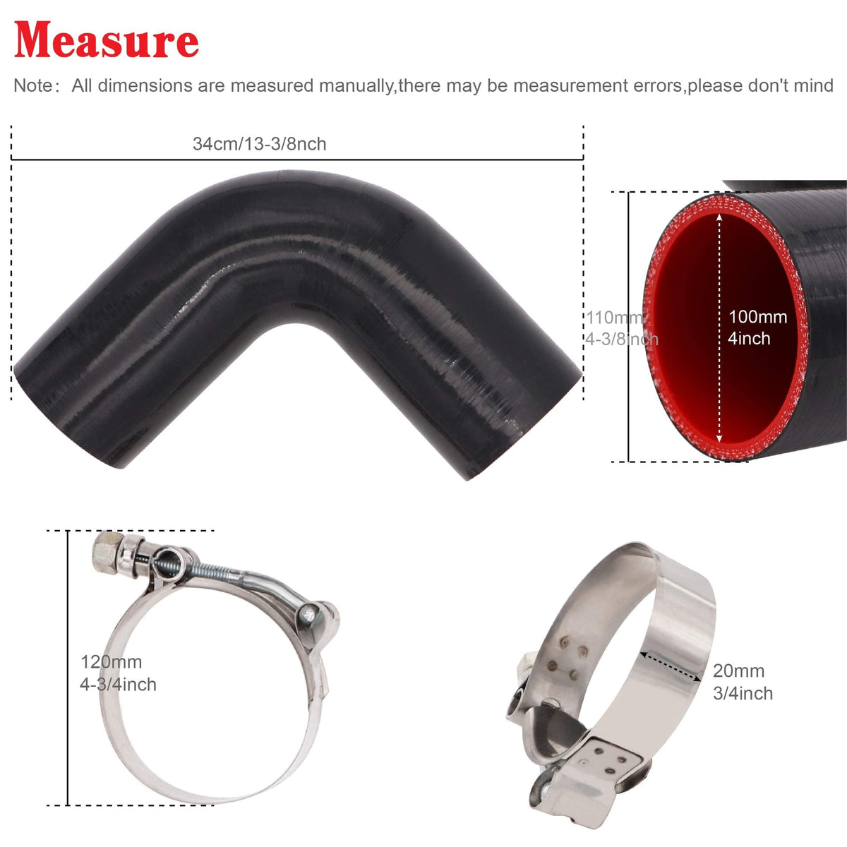 Taukealugs elbow beside ruler showing 120mm length for accurate sizing