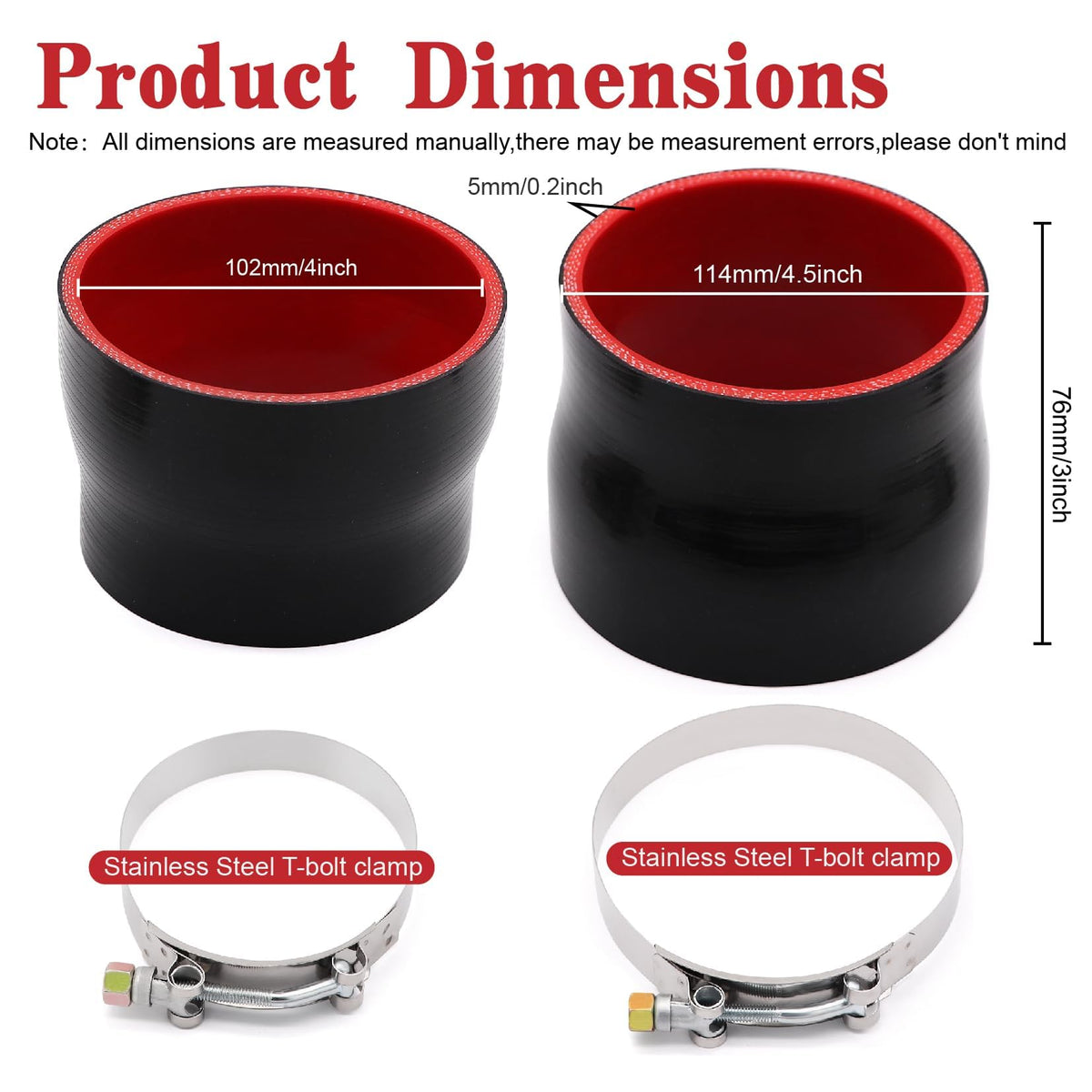 Taukealugs side view highlights 4" to 4.5" transition benefit for fitment