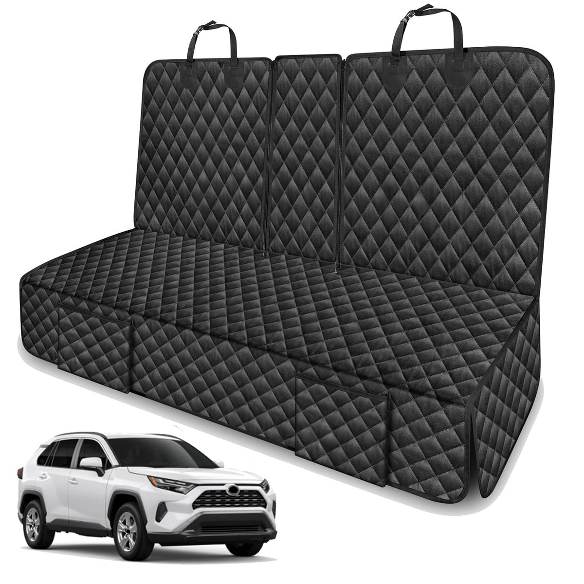 TAUYANG front view showing full backseat cover protecting upholstery