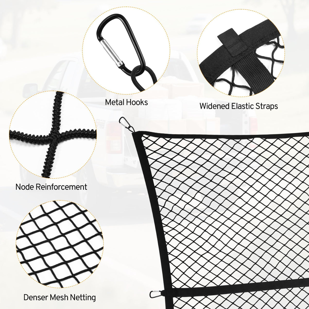 TAUYANG cargo net in use securing boxes in a Ridgeline bed for safer transport