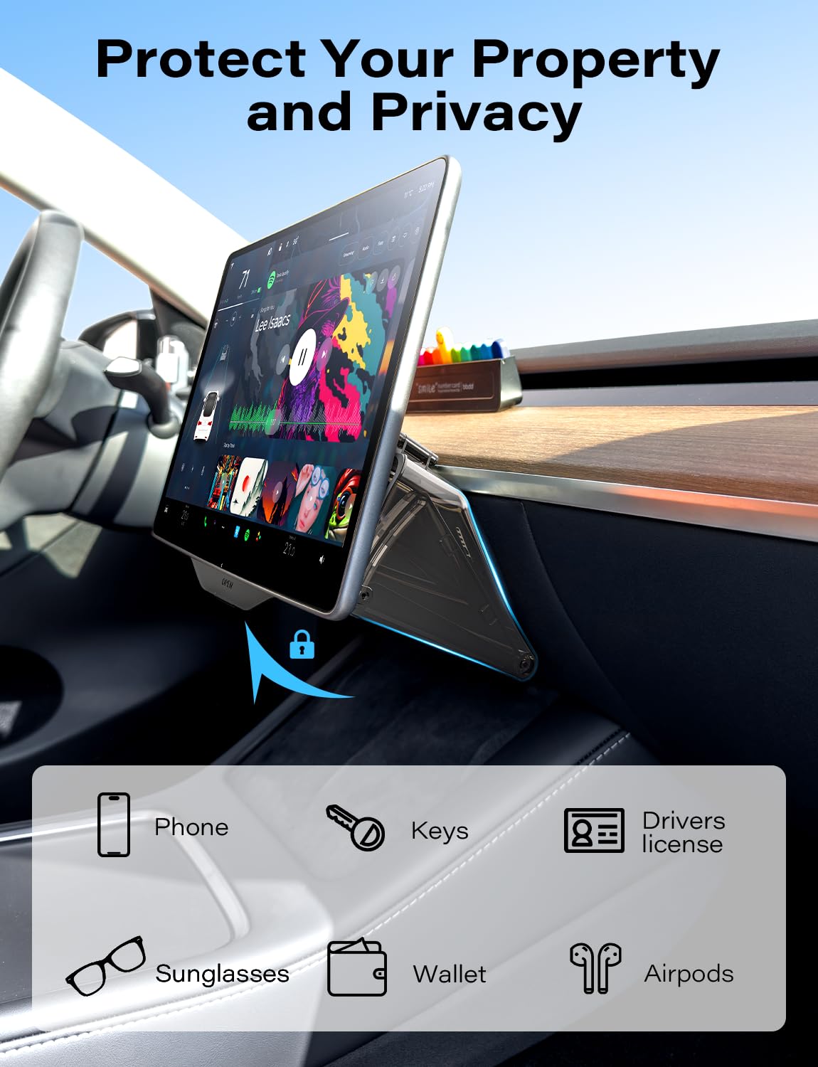 TAZENI hidden closed behind screen preserving Tesla minimalist interior benefit
