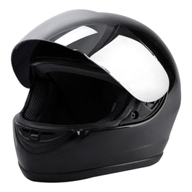 TCMT helmet front view showing shield and secure fit benefit