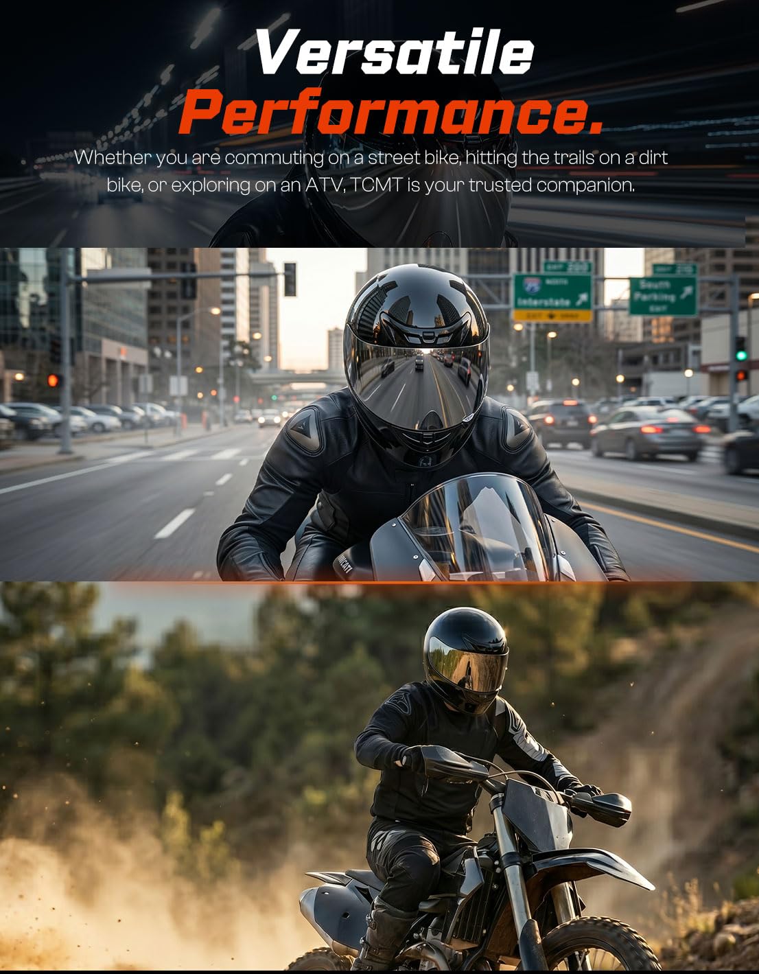TCMT helmet rider lifestyle on road illustrating comfort and confidence